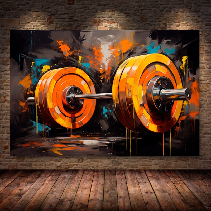 Graffiti Barbell Canvas Painti - Sports Equipment Poster 评论和价格